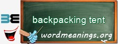 WordMeaning blackboard for backpacking tent